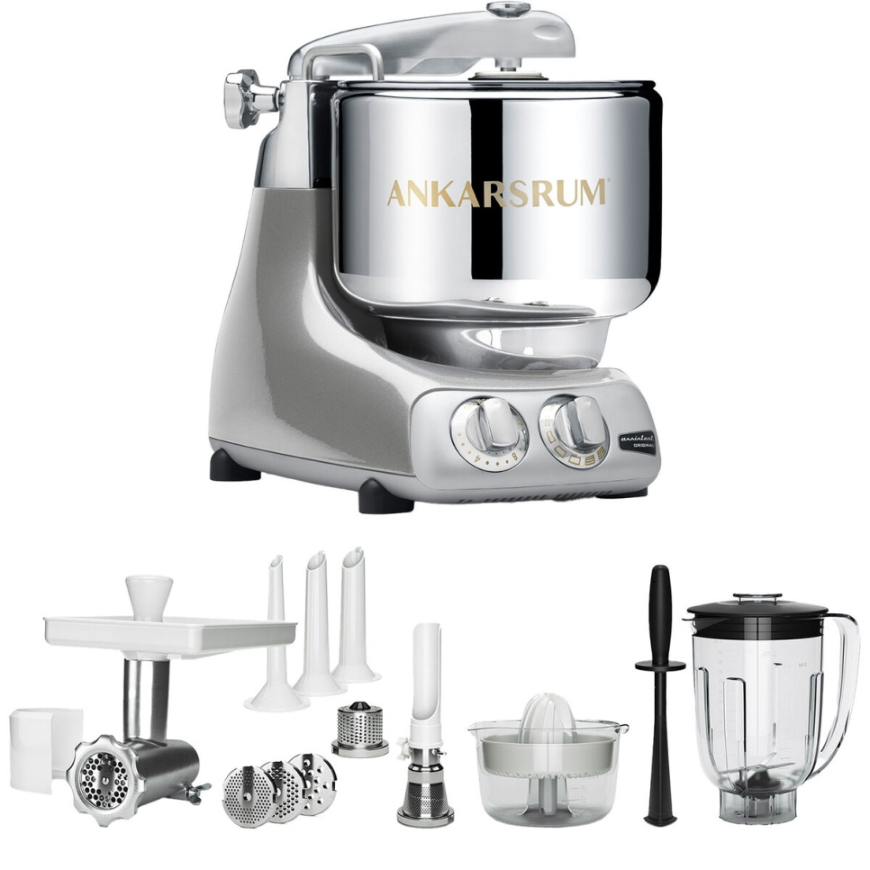 Ankarsrum Assistent Jubilee Silver + Tillbehörspaket Deluxe i gruppen Köksmaskiner / Blanda & Hacka / Assistenter hos KitchenLab (1270-33328)