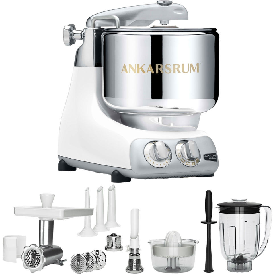 Ankarsrum Assistent Mineral White + Tillbehörspaket Deluxe i gruppen Köksmaskiner / Blanda & Hacka / Assistenter hos KitchenLab (1270-33330)