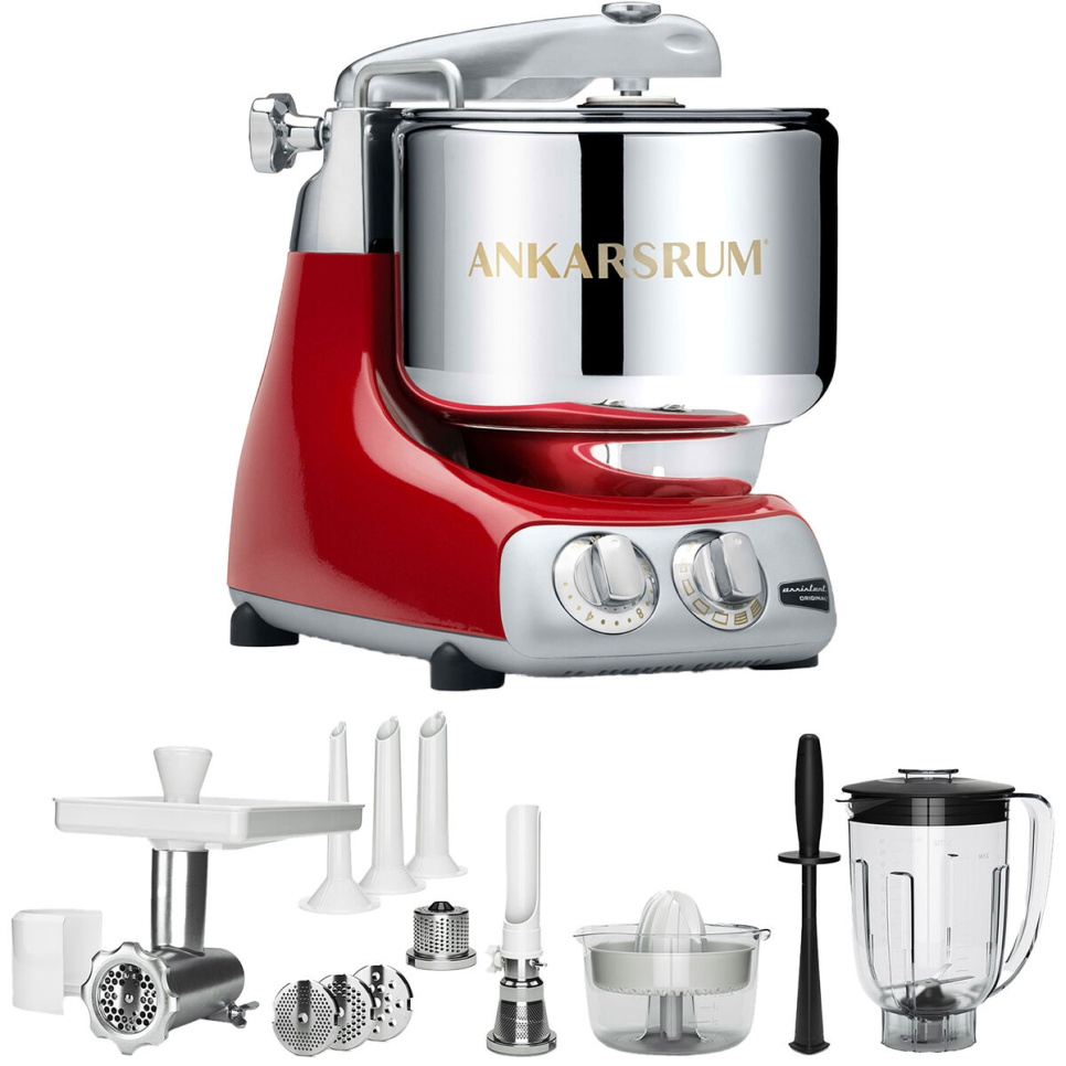 Ankarsrum Assistent Red + Tillbehörspaket Deluxe i gruppen Köksmaskiner / Blanda & Hacka / Assistenter hos The Kitchen Lab (1270-33332)