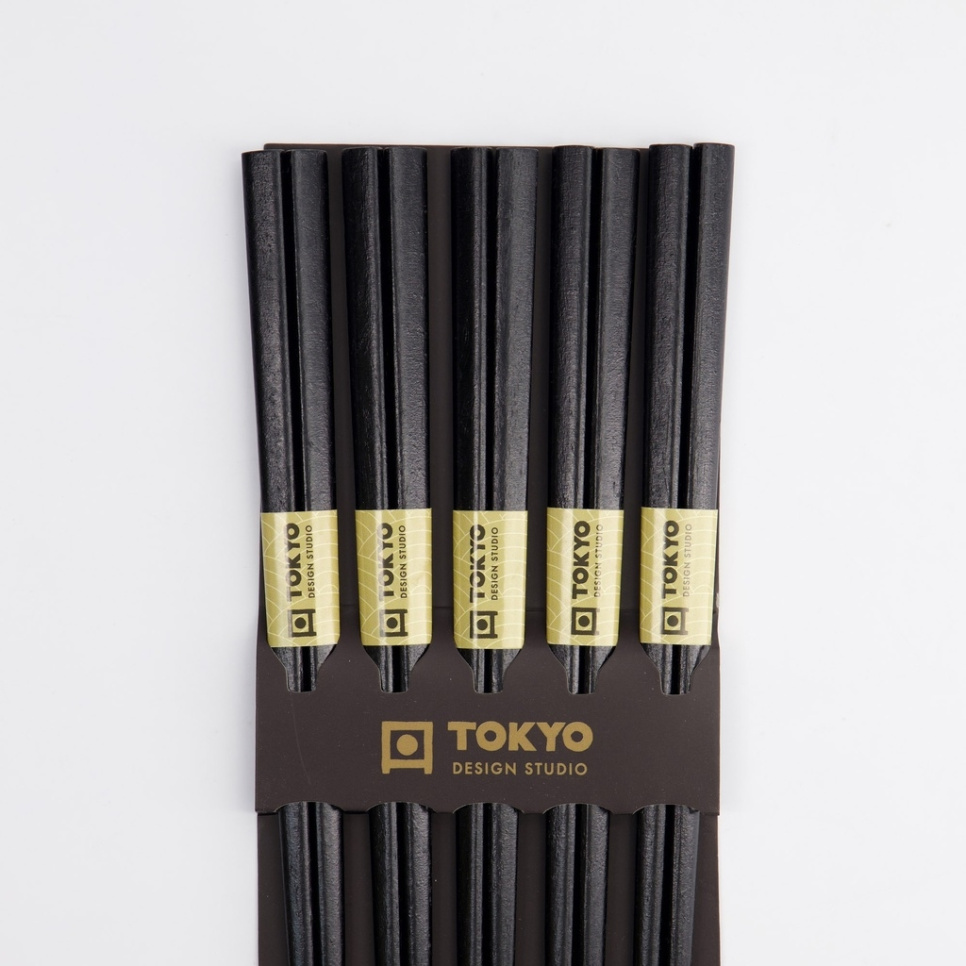 Ätpinnar, 5-pack - Tokyo Design Studio - Svart Trä