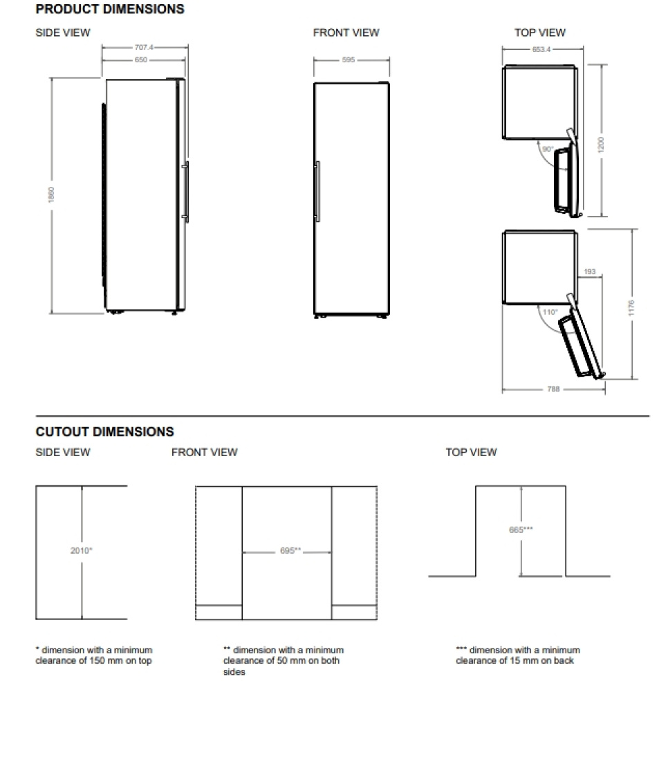 Kyl Professional, fristående, 186 cm, Rostfri - Bertazzoni