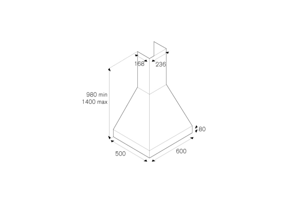 Fläkt Master, vägghängd 60 cm, Rostfri - Bertazzoni