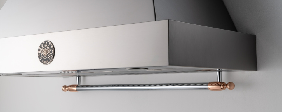 Dekorset Heritage, spis+fläkt, koppar (blank) - Bertazzoni Dekorset Heritage, spis+fläkt, koppar (blank) - Bertazzoni