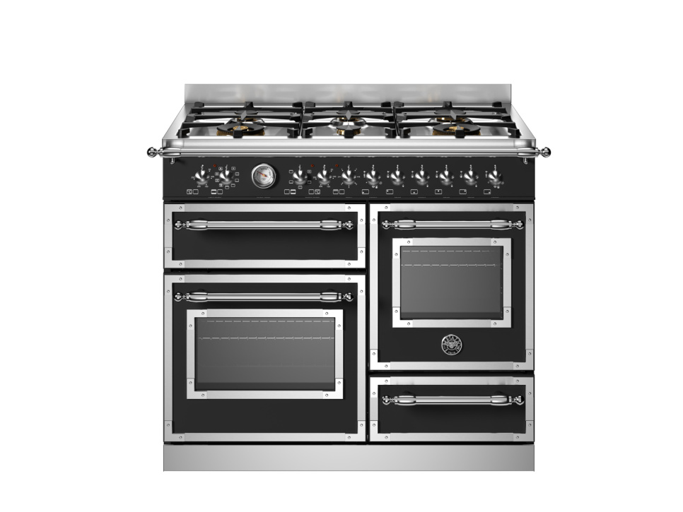 Gasspis Heritage, 100 cm, 6 brännare, 3 ugnar, Mattsvart - Bertazzoni i gruppen Grillar, Spisar & Ugnar / Spisar / Gasspisar hos The Kitchen Lab (1403-34178)