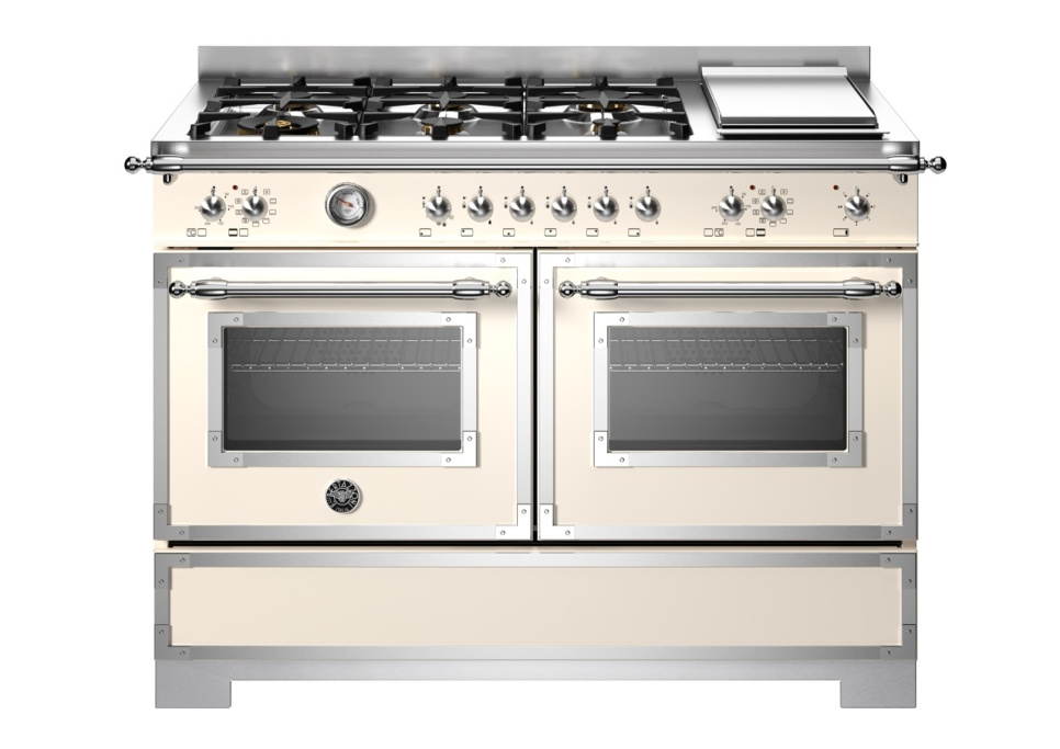 Gasspis Heritage, 120 cm, 6 brännare + stekbord, 2 ugnar, Elfenbensvit - Bertazz i gruppen Grillar, Spisar & Ugnar / Spisar / Gasspisar hos KitchenLab (1403-34179)