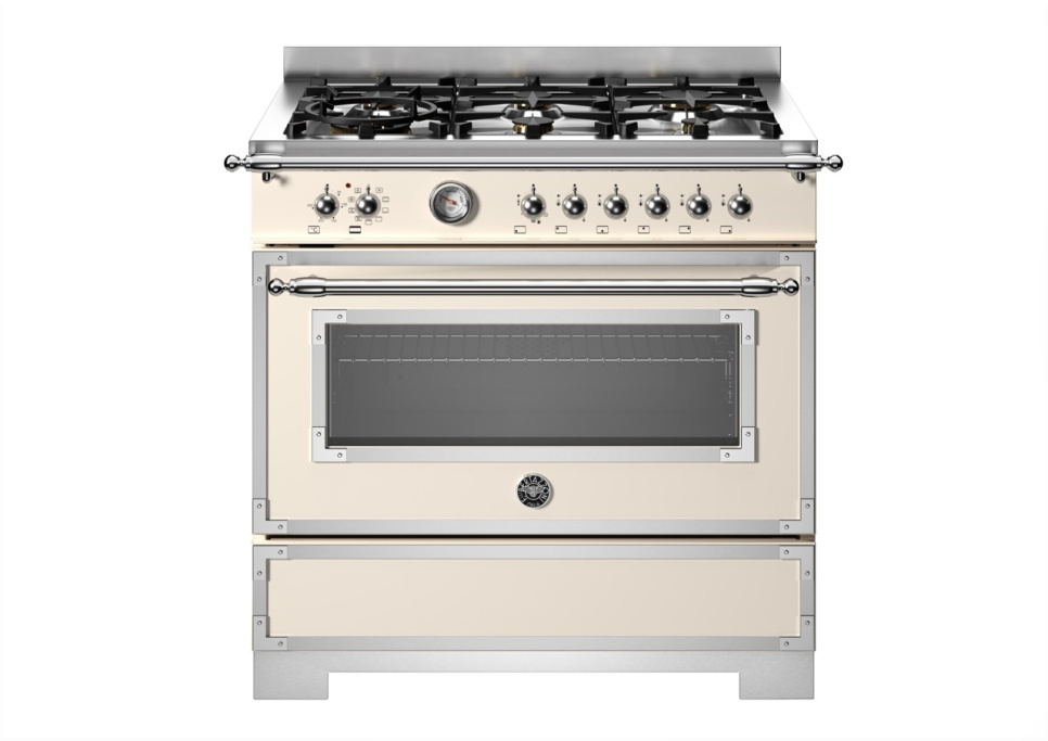 Gasspis Heritage, 90 cm, 6 brännare, 1 ugn, Elfenbensvit - Bertazzoni i gruppen Grillar, Spisar & Ugnar / Spisar / Gasspisar hos KitchenLab (1403-34182)