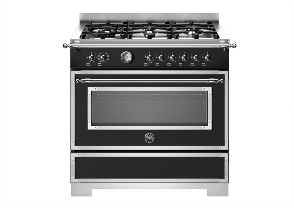 Gasspis Heritage, 90 cm, 6 brännare, 1 ugn, Mattsvart - Bertazzoni i gruppen Grillar, Spisar & Ugnar / Spisar / Gasspisar hos The Kitchen Lab (1403-34183)