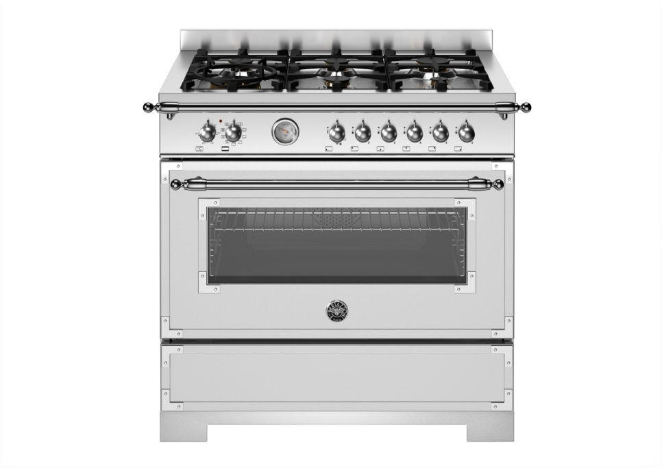 Gasspis Heritage, 90 cm, 6 brännare, 1 ugn, Rostfri - Bertazzoni i gruppen Grillar, Spisar & Ugnar / Spisar / Gasspisar hos KitchenLab (1403-34184)