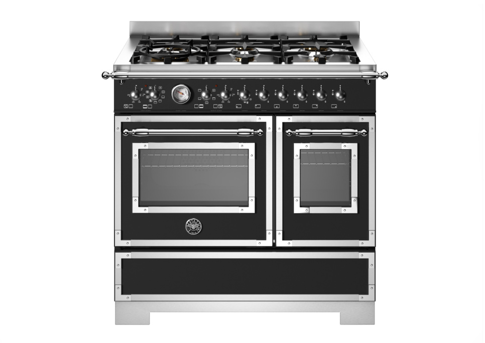Gasspis Heritage, 90 cm, 6 brännare, 2 ugnar, Mattsvart - Bertazzoni i gruppen Grillar, Spisar & Ugnar / Spisar / Gasspisar hos The Kitchen Lab (1403-34186)