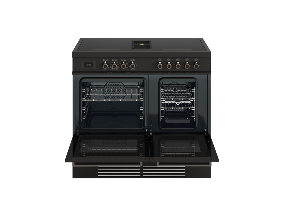 Induktionsspis med integrerad fläkt Professional, 100 cm, 4 Zoner, 2 Ugnar, Carbonio - Bertazzoni