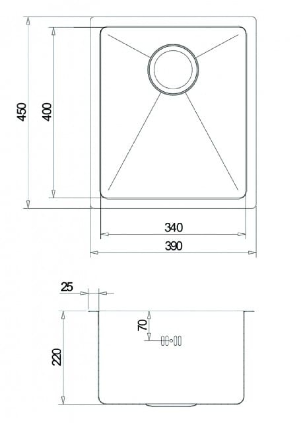Rostfri diskho, 390 x 450 mm - Aquasanita