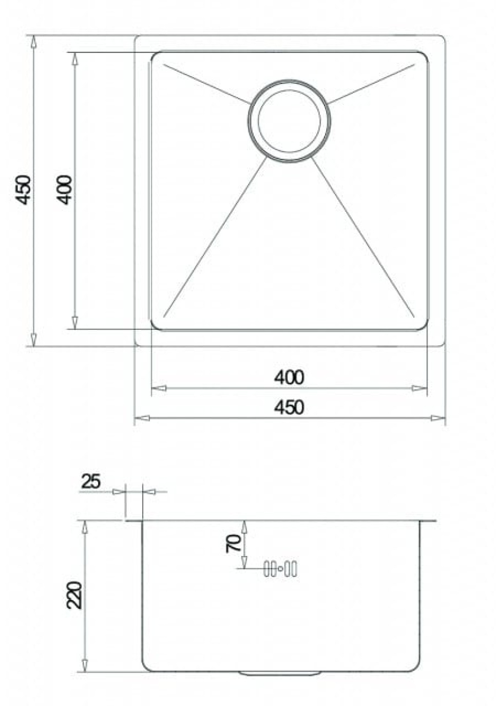 Rostfri diskho 450 x 450 mm