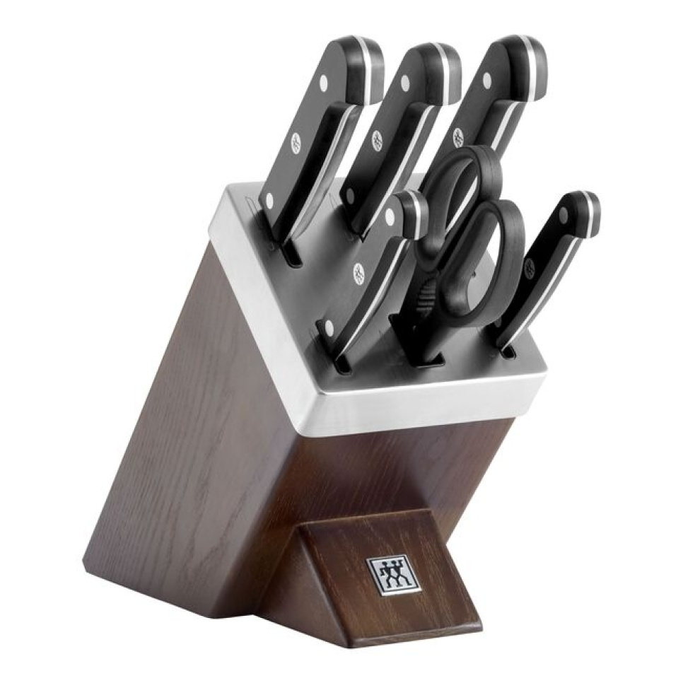 Knivset i Självslipande Knivblock i Mörk Ask, 7 delar, Gourmet - Zwilling i gruppen Matlagning / Köksknivar / Knivförvaring / Knivblock hos The Kitchen Lab (1418-35257)