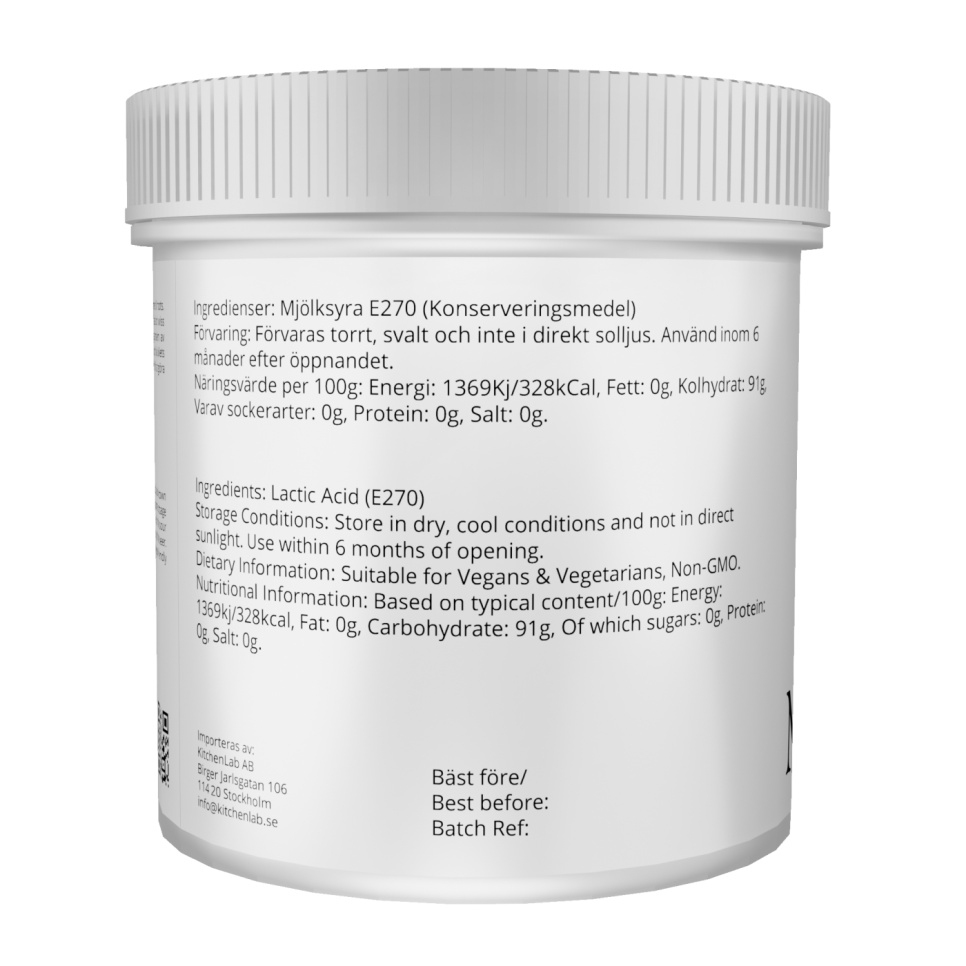 Mjölksyra (E270) - The Kitchen Lab