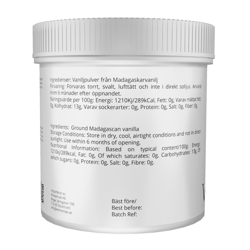 Vaniljpulver, Madagaskarvanilj - The Kitchen Lab - 25 g