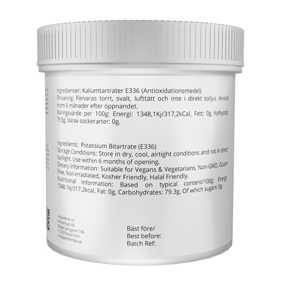 Vinsten (Cream of Tartar) (E336) - The Kitchen Lab Vinsten (Cream of Tartar) (E336) - The Kitchen Lab