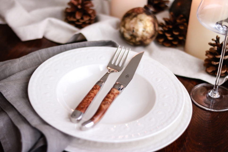 Sex gafflar, Handtag av Tuja, blank, Tradition - Forge de Laguiole