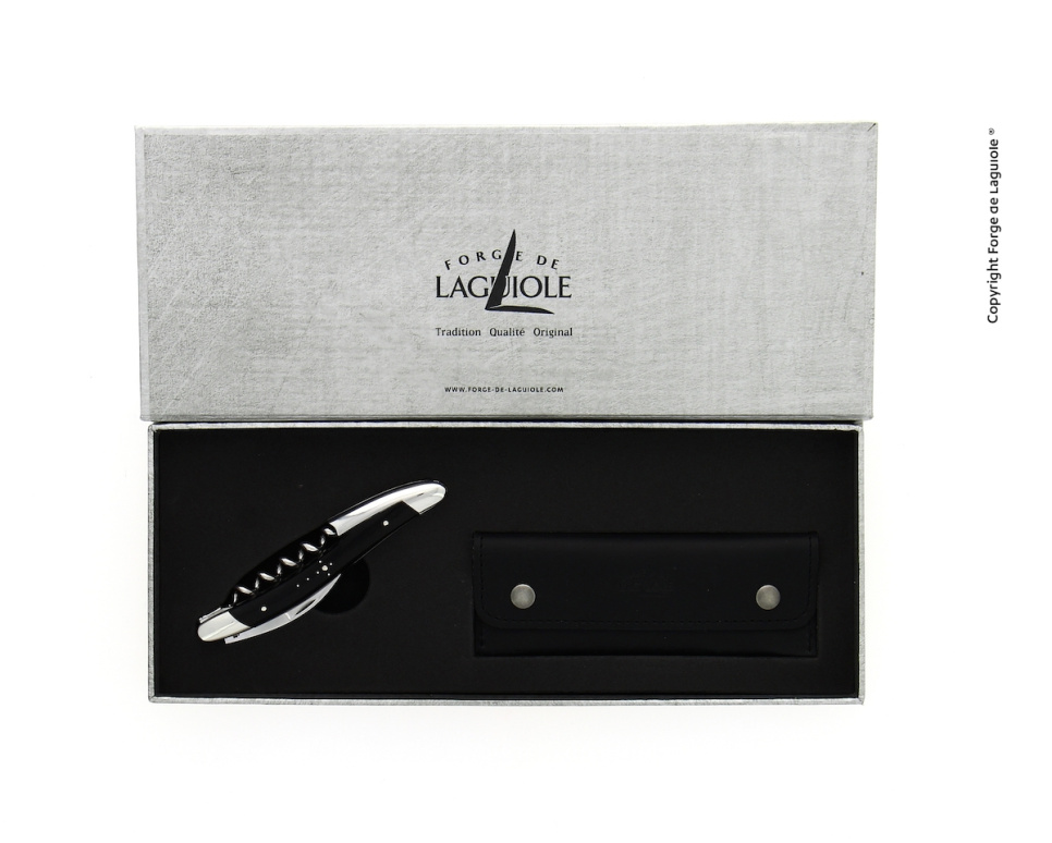 Sommelierkniv av Mörkt Horn, blank, Tradition - Forge de Laguiole