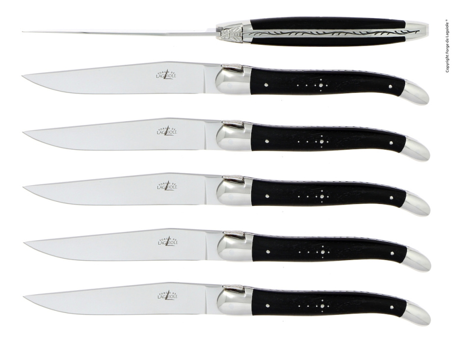 Sex knivar, Handtag av Ebenholts, blank, Tradition - Forge de Laguiole i gruppen Dukning / Bestick / Knivar hos The Kitchen Lab (1446-24423)