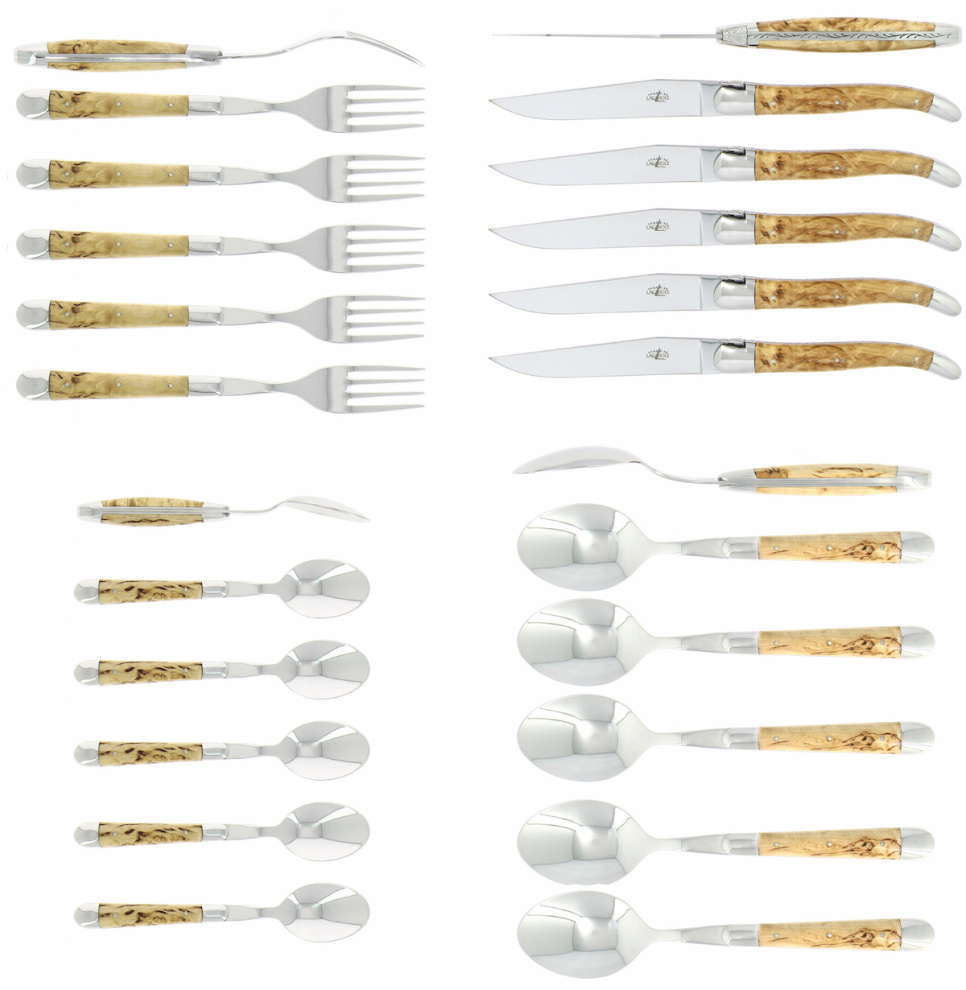 Bestickset 03, Handtag av Björk, blank, Tradition - Forge de Laguiole i gruppen Dukning / Bestick / Bestickset hos The Kitchen Lab (1446-32852)