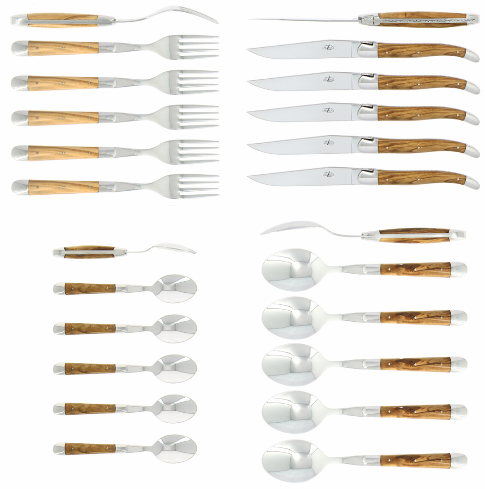 Bestickset 03, Handtag av Oliv, blank, Tradition - Forge de Laguiole i gruppen Dukning / Bestick / Bestickset hos The Kitchen Lab (1446-32857)