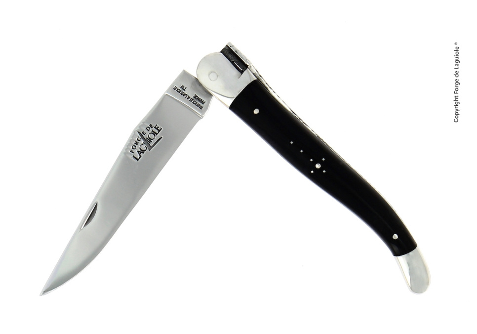 Fällkniv, 12 cm, Handtag av Mörkt Horn, blank, Tradition - Forge de Laguiole i gruppen Dukning / Bestick / Knivar hos The Kitchen Lab (1446-32869)