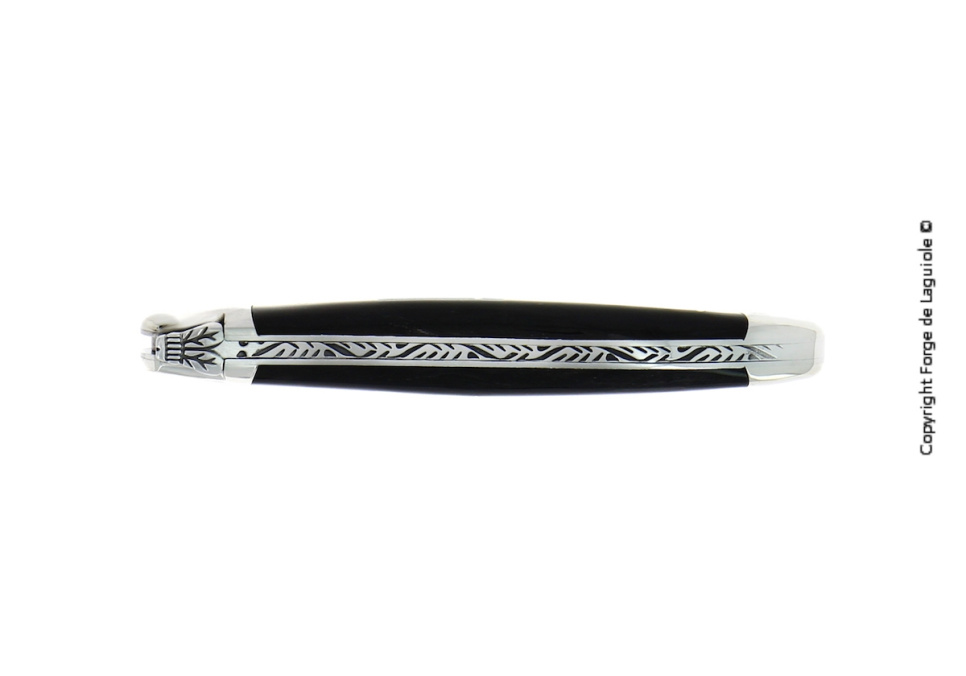 Fällkniv, 12 cm, Handtag av Mörkt Horn, blank, Tradition - Forge de Laguiole