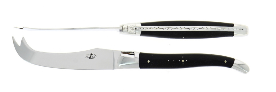 Ost-set, Handtag av Ebenholts, blank, Tradition - Forge de Laguiole