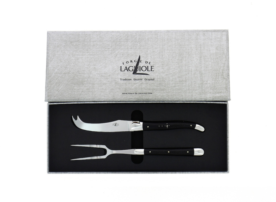 Ost-set, Handtag av Ebenholts, blank, Tradition - Forge de Laguiole