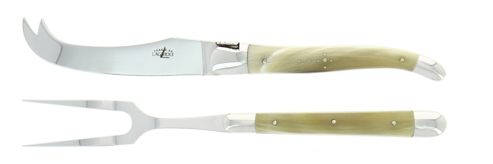 Ost-set, Handtag av Ljust Horn, blank, Tradition - Forge de Laguiole i gruppen Matlagning / Köksknivar / Ostknivar hos The Kitchen Lab (1446-32880)