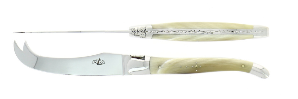 Ost-set, Handtag av Ljust Horn, blank, Tradition - Forge de Laguiole