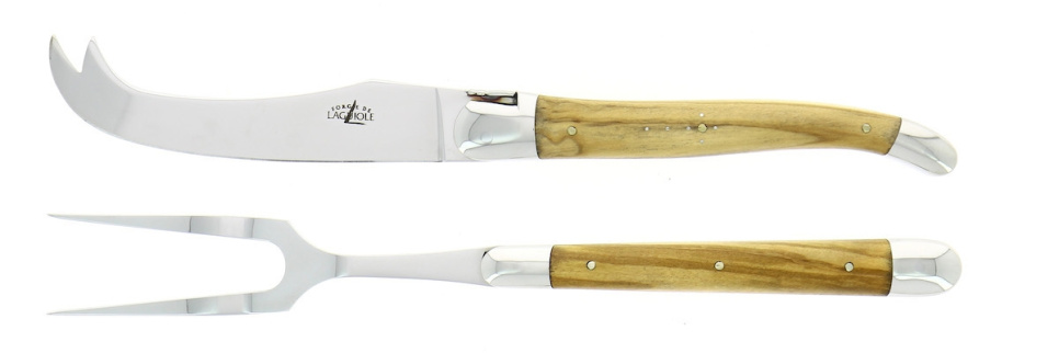 Ost-set, Handtag av Oliv, blank, Tradition - Forge de Laguiole i gruppen Matlagning / Köksknivar / Ostknivar hos The Kitchen Lab (1446-32882)