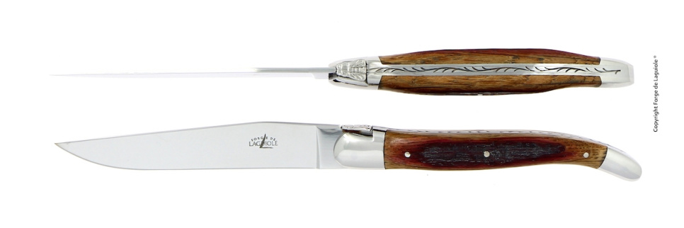 Två knivar, Handtag av Trä från Ekfat, blank, Tradition - Forge de Laguiole i gruppen Dukning / Bestick / Knivar hos The Kitchen Lab (1446-32897)