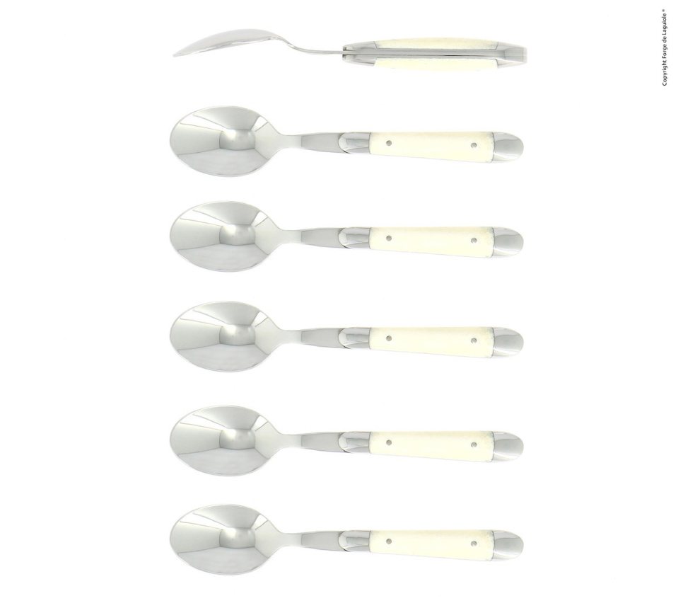 Sex dessertskedar, Handtag av Ben, blank, Tradition - Forge de Laguiole i gruppen Dukning / Bestick / Skedar hos The Kitchen Lab (1446-32901)