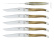 Sex knivar, Handtag av Ljust Horn, blank, Tradition - Forge de Laguiole