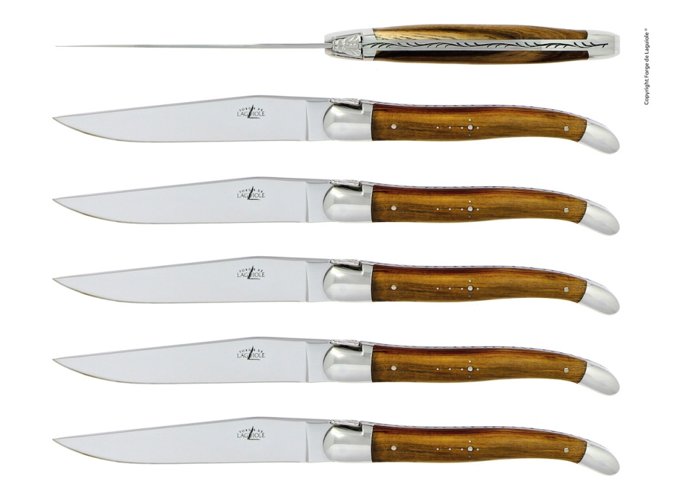 Sex knivar, Handtag av Pistage, blank, Tradition - Forge de Laguiole i gruppen Dukning / Bestick / Knivar hos KitchenLab (1446-32916)