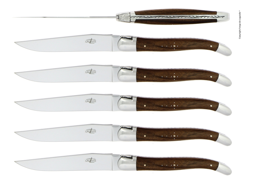 Sex knivar, Handtag av Valnöt, blank, Tradition - Forge de Laguiole i gruppen Dukning / Bestick / Knivar hos The Kitchen Lab (1446-32921)