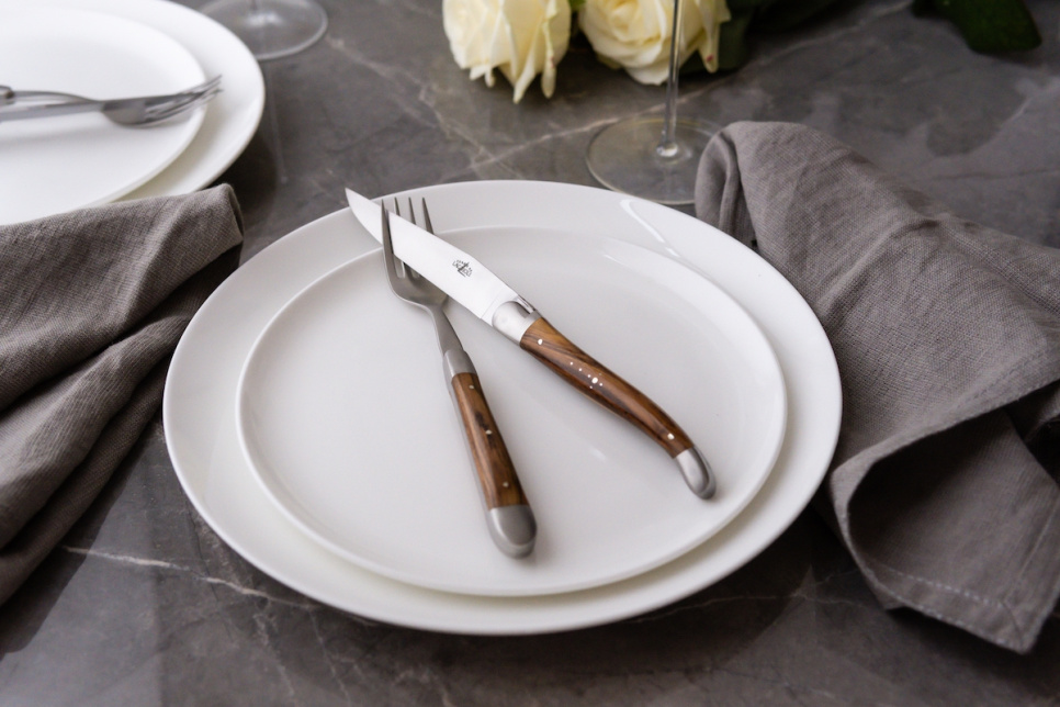 Sex gafflar, Handtag av Pistage, blank, Tradition - Forge de Laguiole