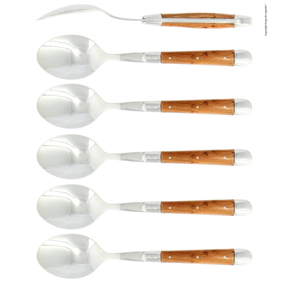 Sex skedar, Handtag av En, blank, Tradition - Forge de Laguiole i gruppen Dukning / Bestick / Skedar hos KitchenLab (1446-32939)
