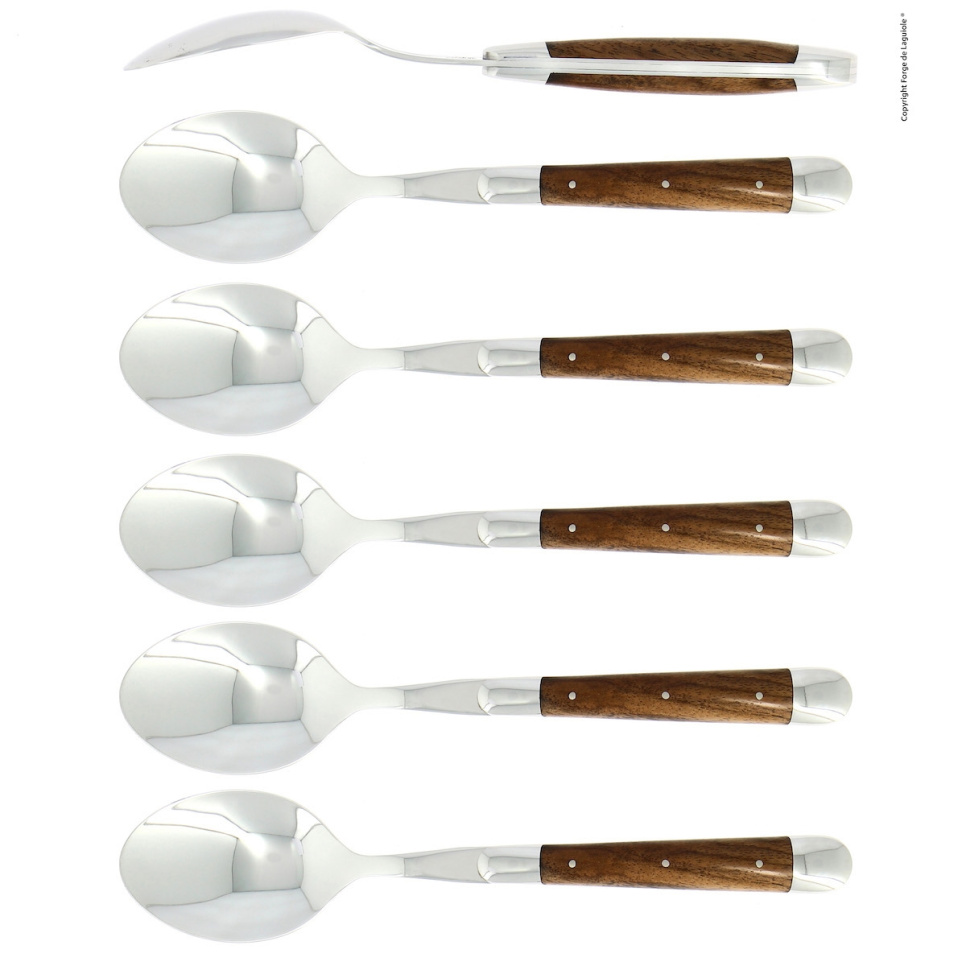 Sex skedar, Handtag av Valnöt, blank, Tradition - Forge de Laguiole i gruppen Dukning / Bestick / Skedar hos The Kitchen Lab (1446-32943)