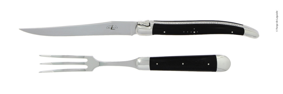 Trancherset 17 cm, Handtag av Mörkt Horn, blank, Tradition - Forge de Laguiole i gruppen Matlagning / Köksknivar / Trancherknivar hos The Kitchen Lab (1446-32949)