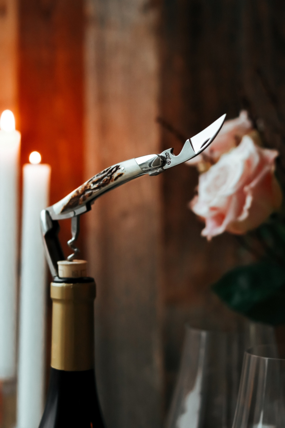 Sommelierkniv av Hjorthorn, blank, Tradition - Forge de Laguiole