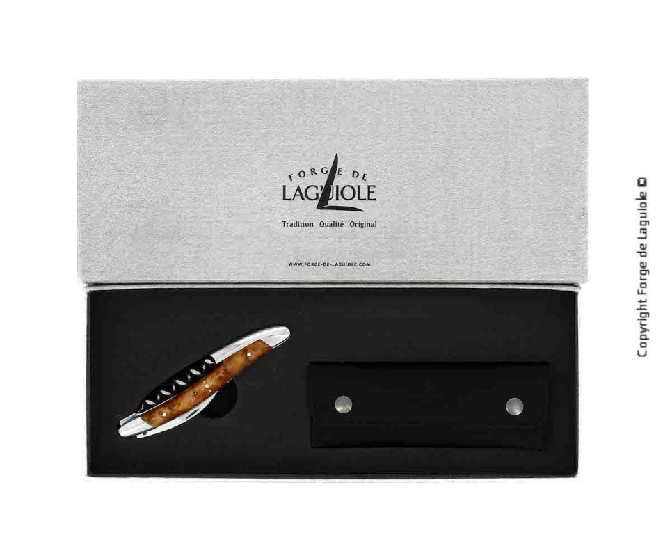 Sommelierkniv av Tuja, damaskerad m dekor, Collection - Forge de Laguiole i gruppen Bar & Vin / Vintillbehör / Kyparknivar & Vinöppnare hos The Kitchen Lab (1446-32979)