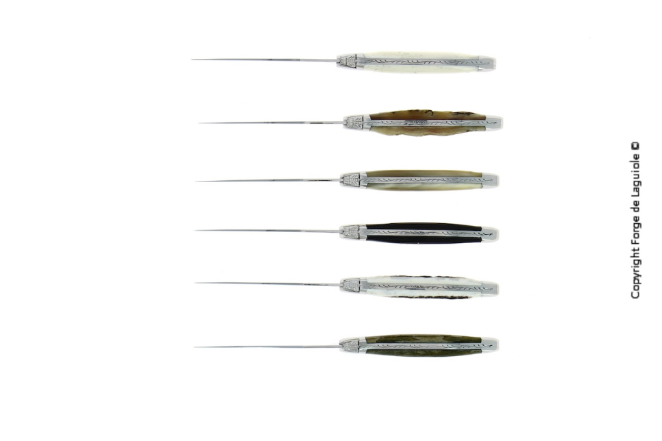 Sex knivar, Handtag av olika Djurmaterial, blank, Tradition - Forge de Laguiole