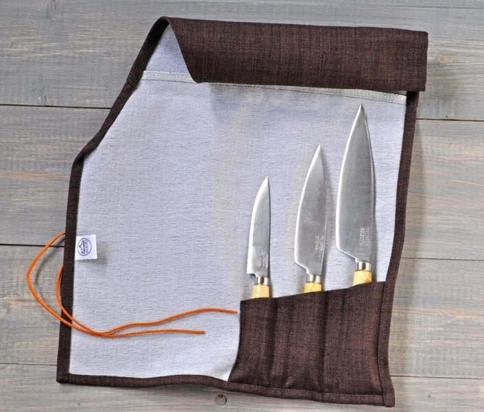 Knivset 3 knivar i kolstål och knivrulle - Pallarès