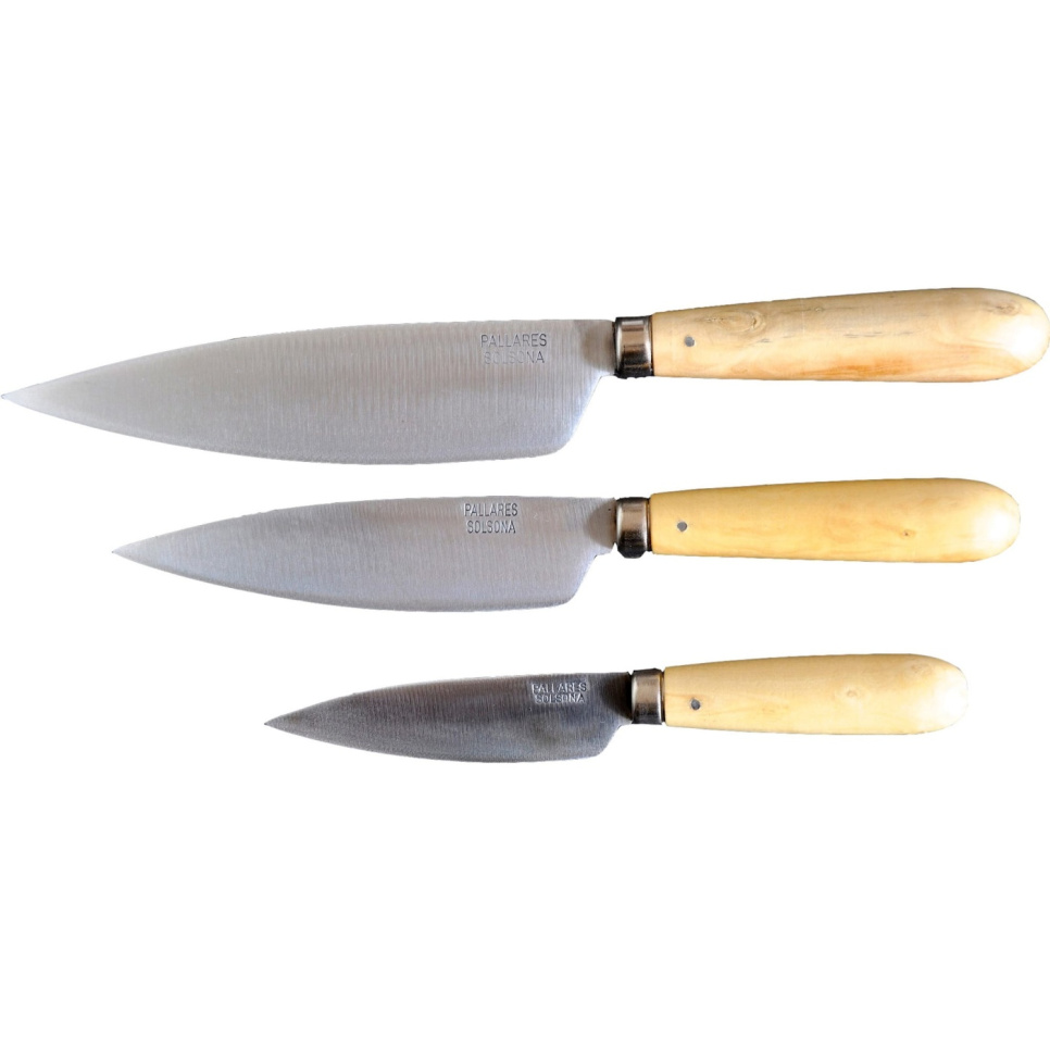 Köksknivar, kolstål, set om 3, svart tygfodral - Pallarès i gruppen Matlagning / Köksknivar / Knivset hos The Kitchen Lab (1451-25215)