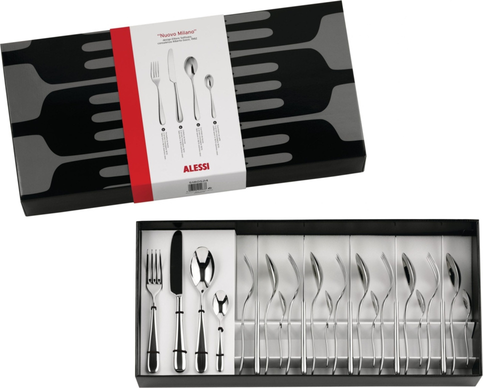 Alessi Nuovo Milano, Bestickset 24 delar med helgjutna knivar i gruppen Dukning / Bestick / Bestickset hos The Kitchen Lab (1466-12118)