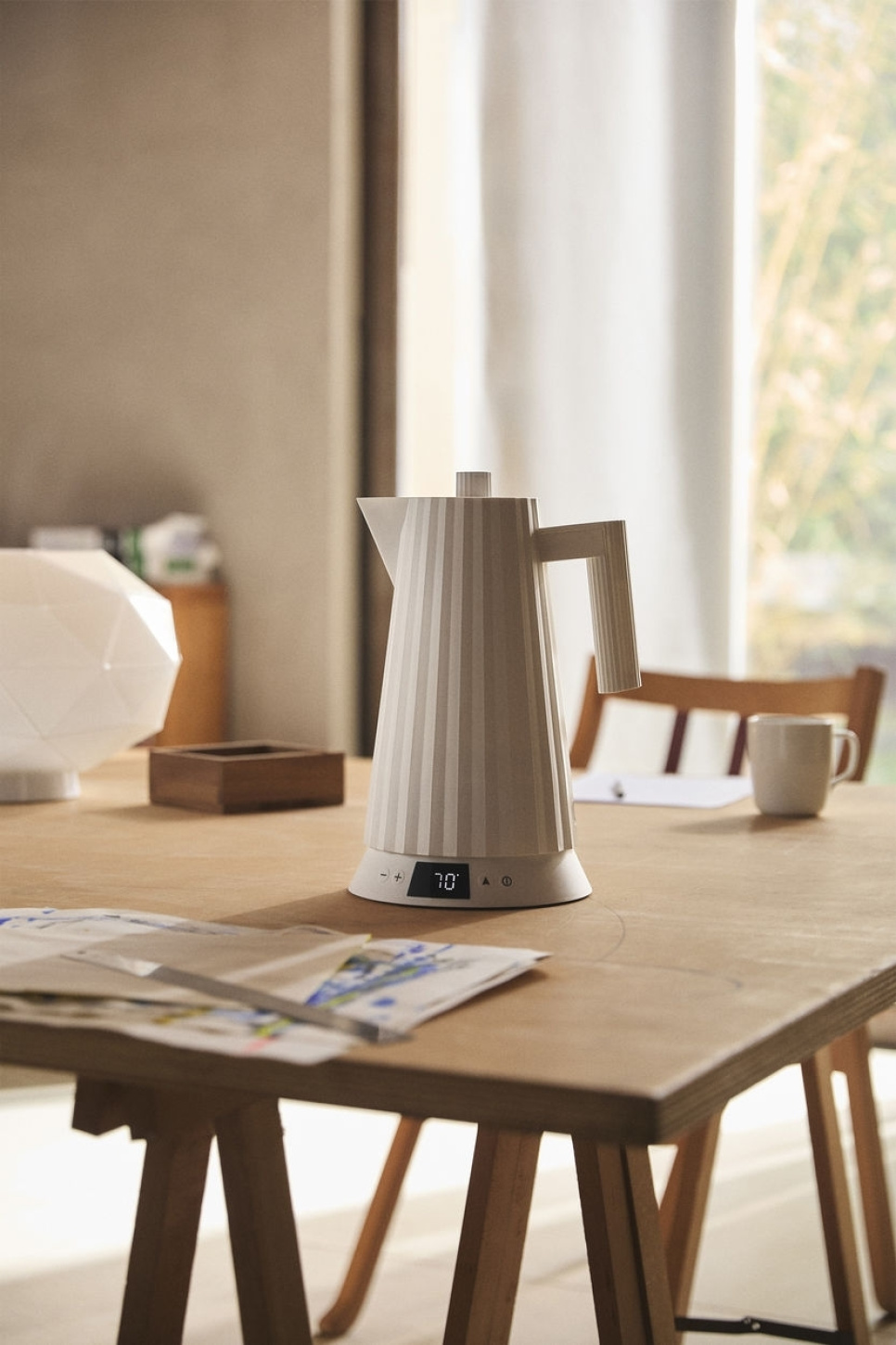 Vattenkokare med temperaturinställning, Plissé, Vit - Alessi