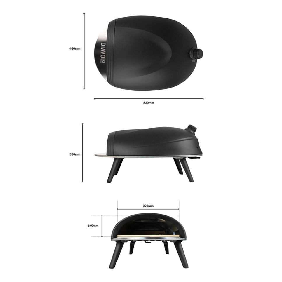 Pizzaugn Diavolo, Gaseldad, Svart - Delivita Pizzaugn Diavolo, Gaseldad, Svart - Delivita