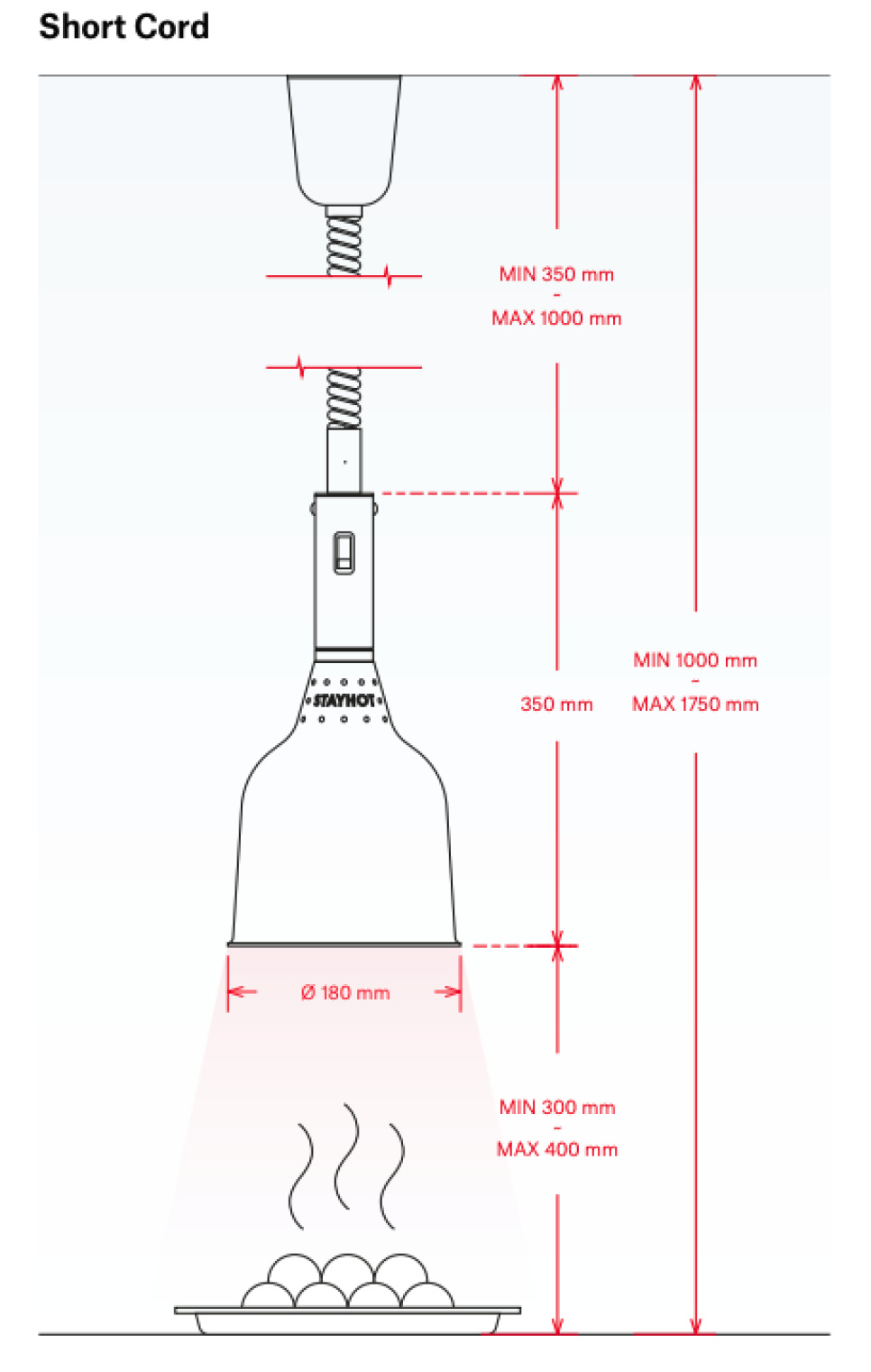 Värmelampa Classic 1224 Koppar - Short Cord - Stayhot